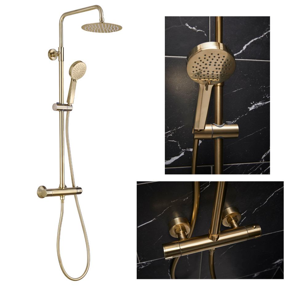 Thermostatic Shower Mixer with Round 200mm Rainfall Head - Highlife Spey Series