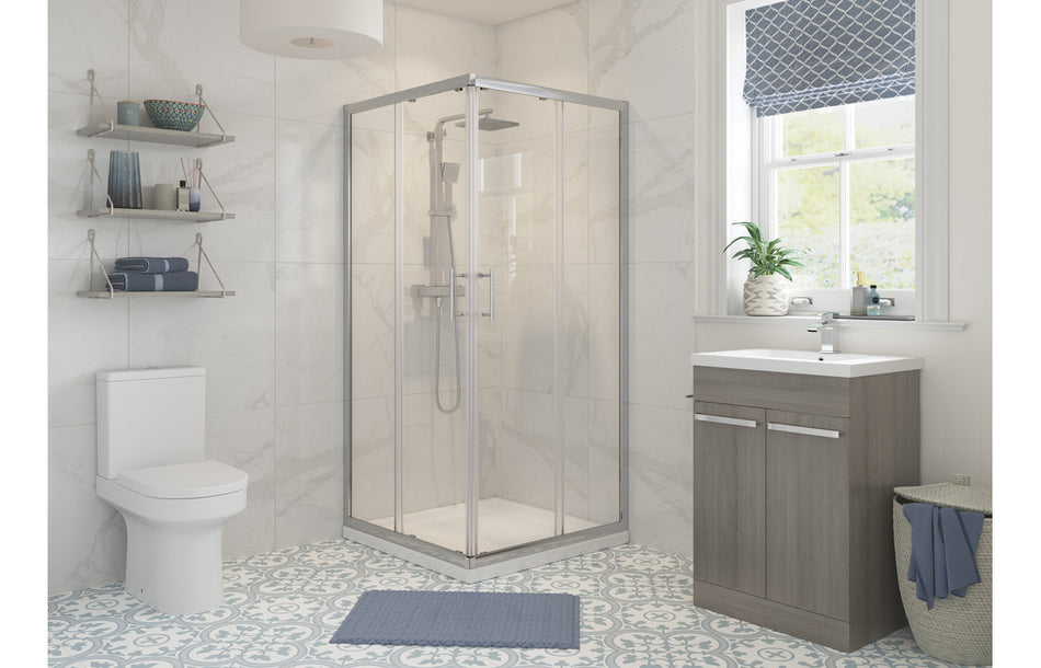 Classix Corner Entry Door - Chrome