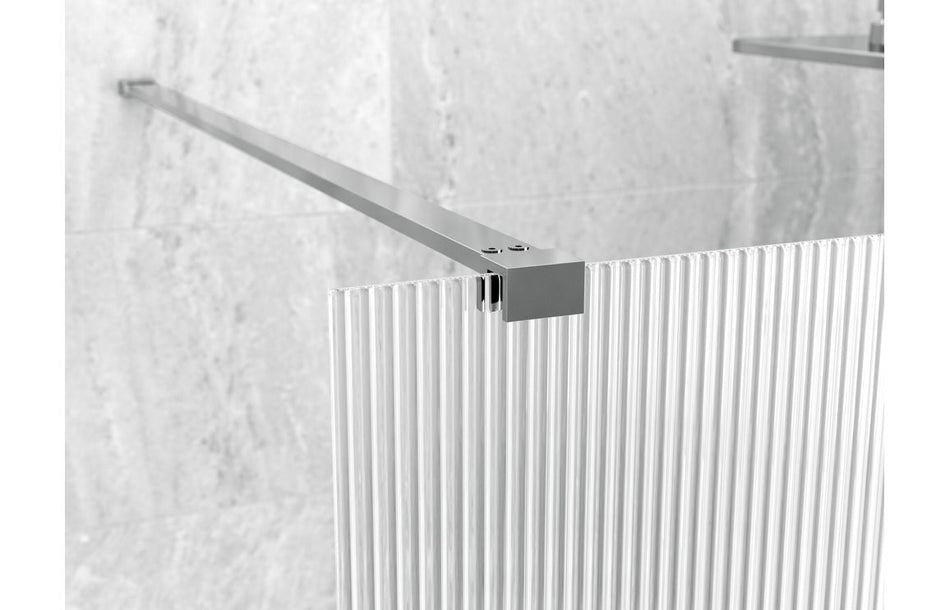 Iconix Fluted Wetroom Panel & Side Panel Arm - Chrome