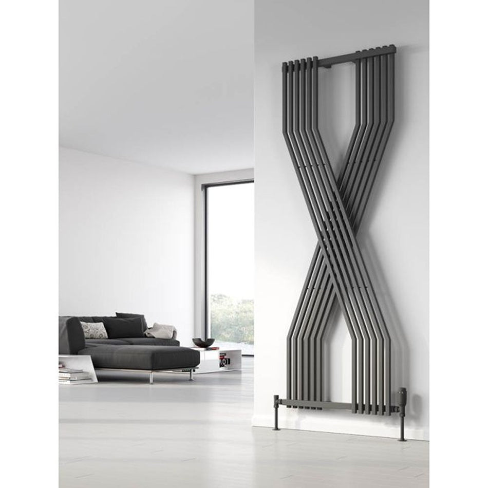 Reina Coredo Modern X-Shaped Vertical Designer Radiator – Anthracite, Chrome, or White