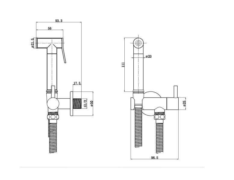 Highlife Annan Brushed Brass Douche With Integrated Isolator Valve