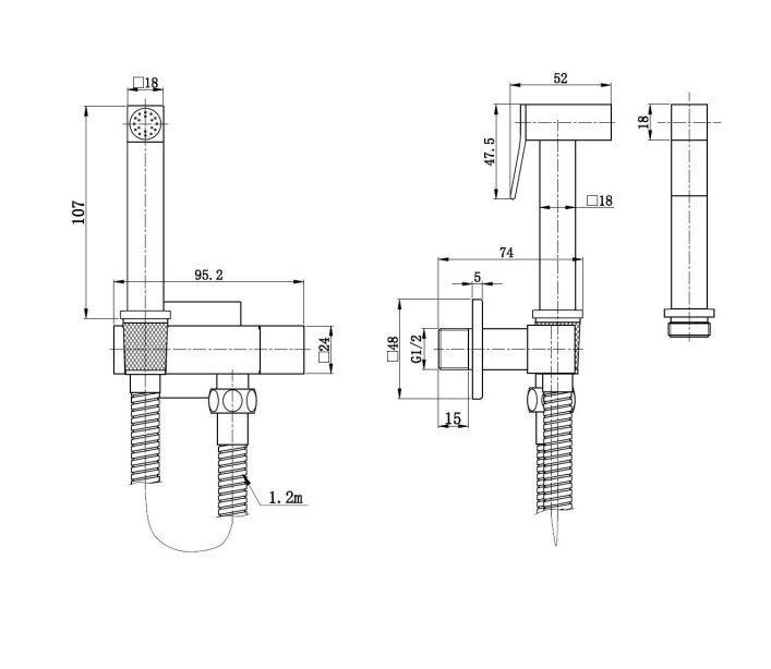 Highlife Beauly Chrome Douche With Integrated Isolator Valve