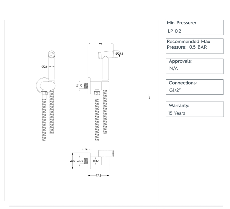 JTP Douche set with safety stop Brushed Bronze