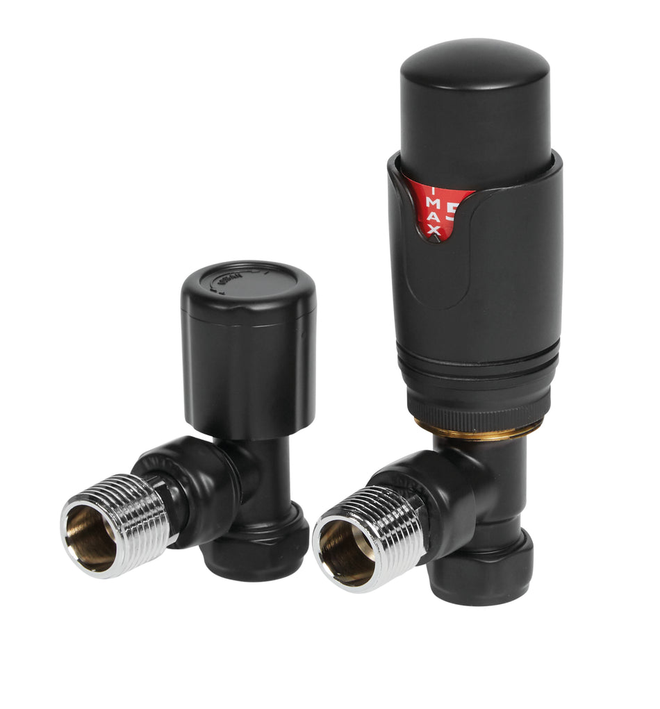 Thermostatic Radiator Valves - Modern Design - Angled Black