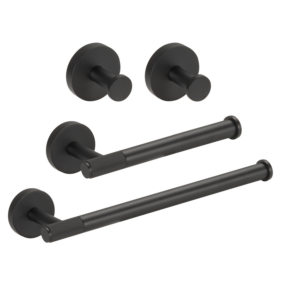 Luxury Bathroom Accessories Set, Toilet Roll Holder, Towel Ring, & Hooks in Elegant Brushed Brass Finish