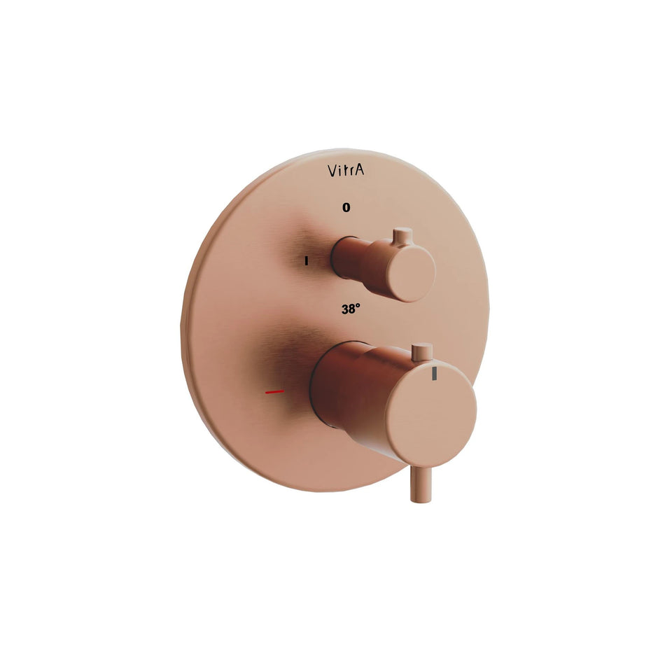 VitrA Aquaheat Integrated Thermostatic Shower Mixer Valve - Brushed Bronze