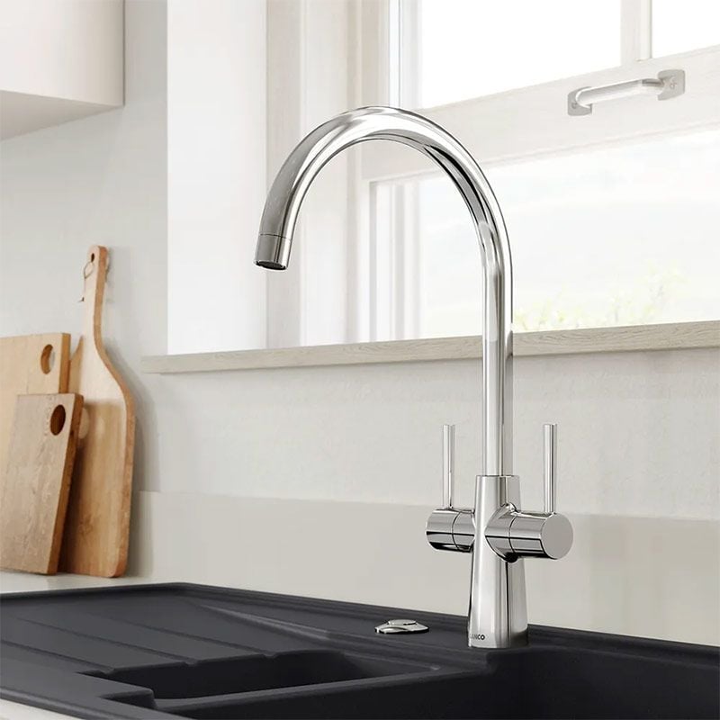 Blanco Max II Twin Lever Monobloc Mixer tap - PVD Steel - 526678