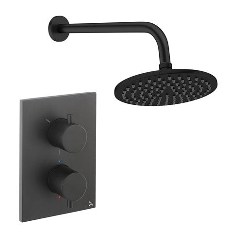 Crossbox Shower 1 200mm Chrome Thermostatic Valve Kit Complete Concealed System