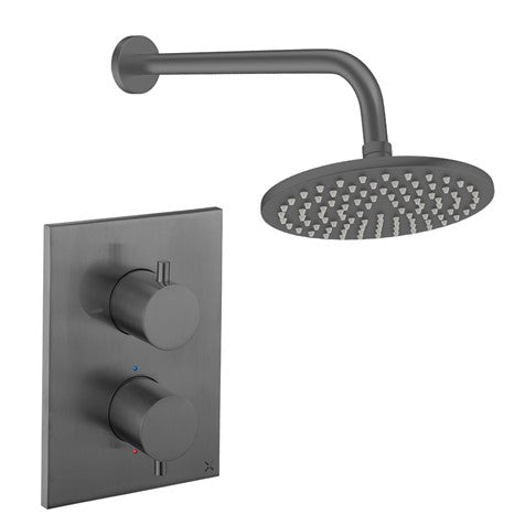 Crossbox Shower 1 200mm Chrome Thermostatic Valve Kit Complete Concealed System