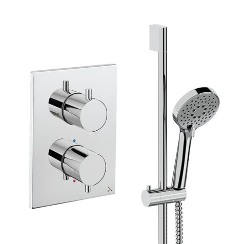 Crossbox Shower Set 2 Chrome Thermostatic Concealed Valve Kit Modern Design