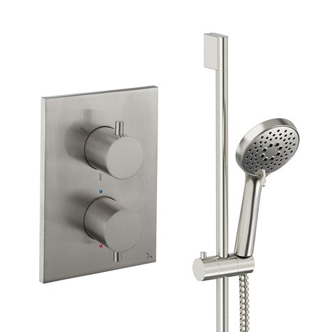 Crossbox Shower Set 2 Chrome Thermostatic Concealed Valve Kit Modern Design