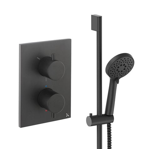 Crossbox Shower Set 2 Chrome Thermostatic Concealed Valve Kit Modern Design