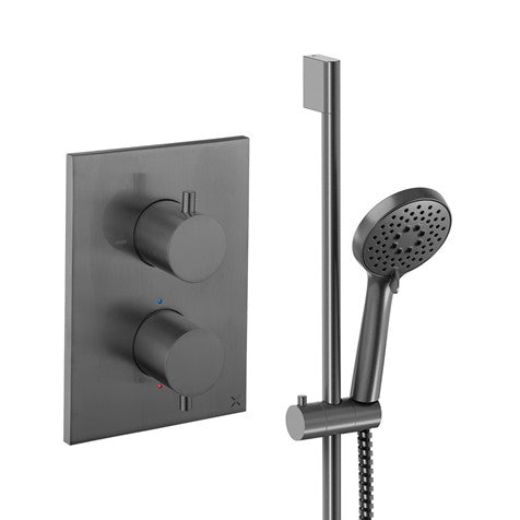 Crossbox Shower Set 2 Chrome Thermostatic Concealed Valve Kit Modern Design