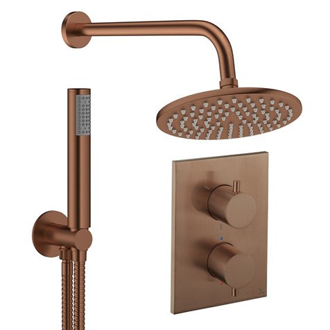 Crossbox Shower Set 3 200mm Chrome Thermostatic Concealed Valve Kit System