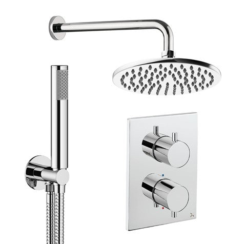 Crossbox Shower Set 3 200mm Chrome Thermostatic Concealed Valve Kit System