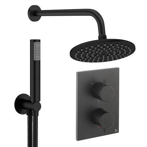 Crossbox Shower Set 3 200mm Chrome Thermostatic Concealed Valve Kit System