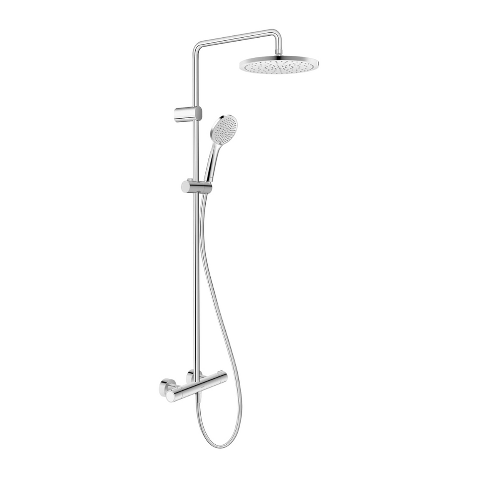 Duravit Shower System, Shower System with 3 Jet Types (Rain, Intense Rain, Soft Rain), Shower Head Angle Adjustable, Shower Set Easy to Clean, Hand Shower Bracket Height Adjustable, Chrome