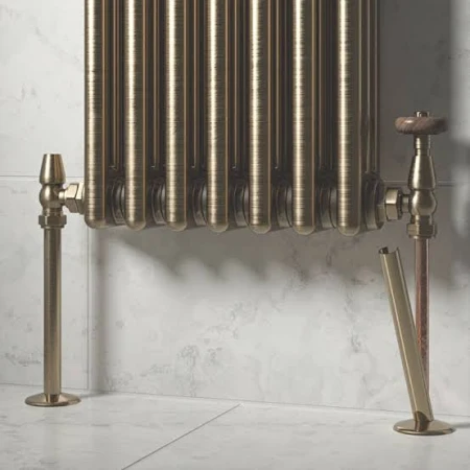 Brushed Brass Radiator Pipe Covers & Collars 15mm x 300mm Length | 2 Pack Clip-On Metal Pipe Sleeves for Radiator Pipes