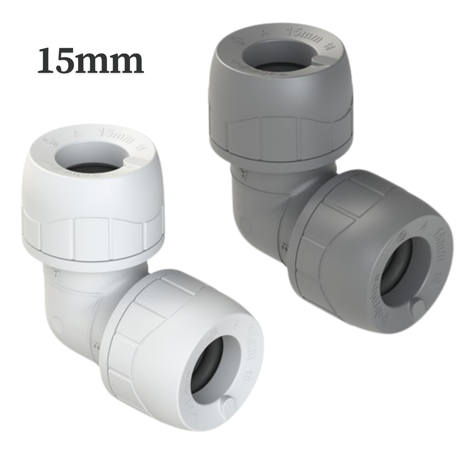 PB115 15mm PolyPlumb Elbow – Quick-Fit Polybutylene Fittings for Hot & Cold Water & Heating